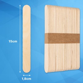 100 x Wooden Ice Sticks ARNOMED Wooden Sticks for Crafts, Wooden Spatula 15 x 1.8 cm, Wooden Spatula DIY, Ice Sticks Wood, Disposable Ice Sticks for Crafts, Spatulas for Cosmetics, Wooden Spatula,