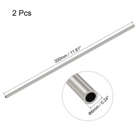 sourcing map 304 Stainless Steel Round Tube 6mm OD 1mm Wall Thickness 300mm Length 2 Pcs