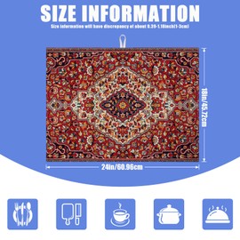 Boho Vintage Ethnic Dish Drying Mat for Kitchen Counter Persian Original Tribal Drying Pad Absorbent Dish Drainer Rack Mats Draining Pad