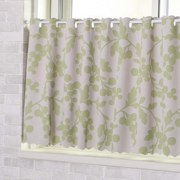 Cafe Curtain, Water Repellent, Blackout Chopin, Green, Width 53.1 x Length 35.4 inches (90 cm)