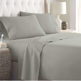 RV King Sheet Set 72x80 Cotton, 4 Piece Bed Sheets for RV King Size Mattress, Deep Pocket Sheets Fit Up to 12 Inch, Easy Fit for Camper, Motorhome, Travel Trailer, Light Grey Solid