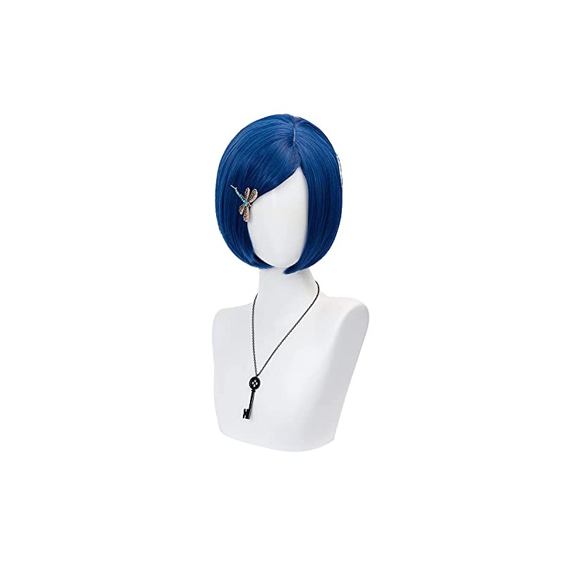 Pelucas azul oscuro con flequillo para mujer Peluca corta Bob