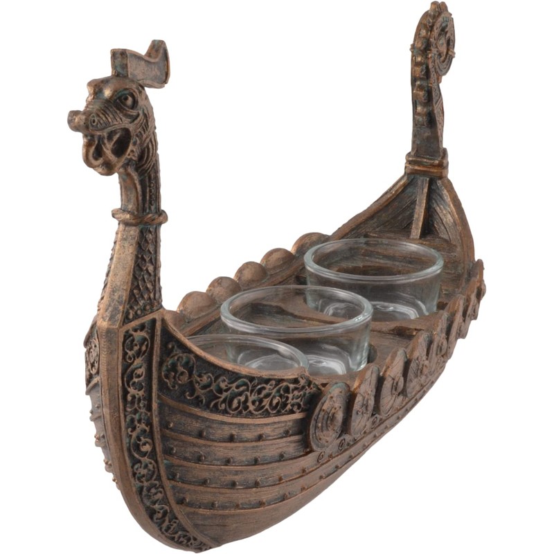 Nordic Drakar Viking Ship Tea Light Holder Bronze 3 Tea