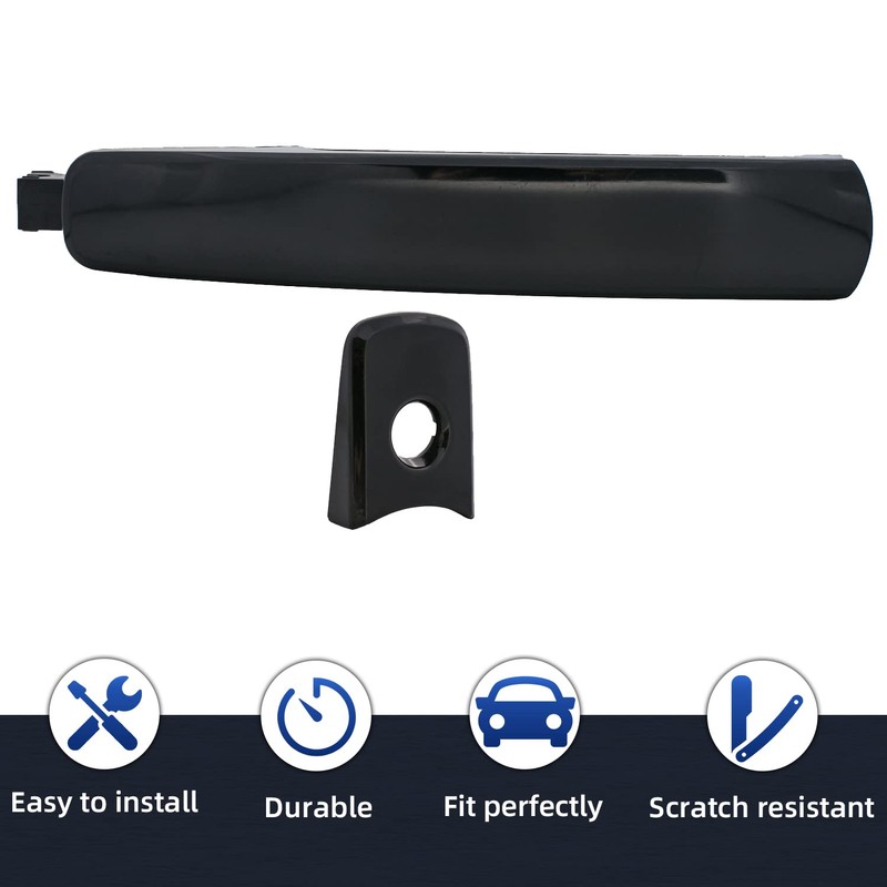 PLDDE Black Exterior Door Handle Front Driver Left Side Compatible