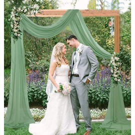 FUHSY Sage Green Drapes Wedding Arch Draping 20 FT 1 Panel Chiffon Backdrop Curtain Drapes Wedding Fabric Drapes for Ceiling Decorations Romantic Sheer Drapery Fabric for Ceremony Reception Events