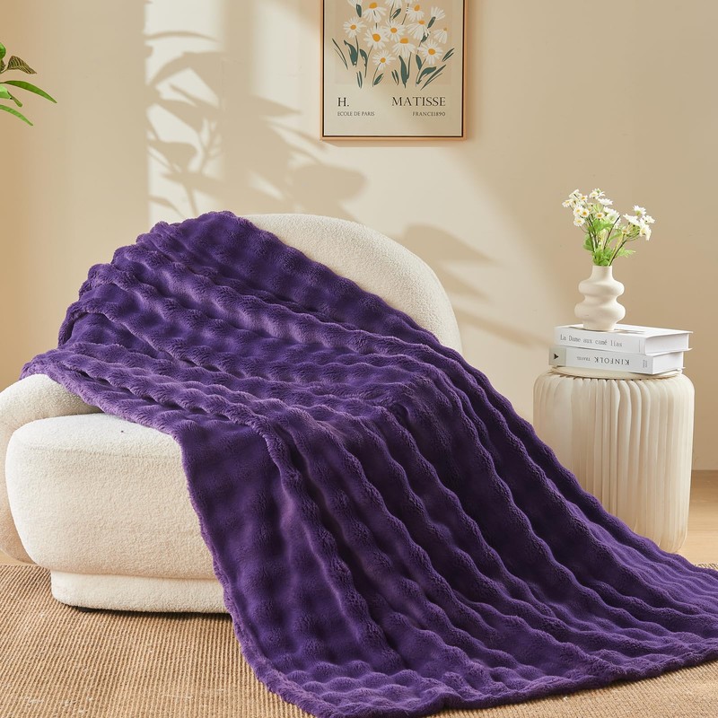 NEWCOSPLAY Queen Blanket for Couch Purple Super Soft Flannel Fleece