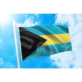 DMSE Bahamas Bahamian Caribbean National Flag 3X5 Ft Foot 100% Polyester 100D Flag UV Resistant (3' X 5' Ft Foot)