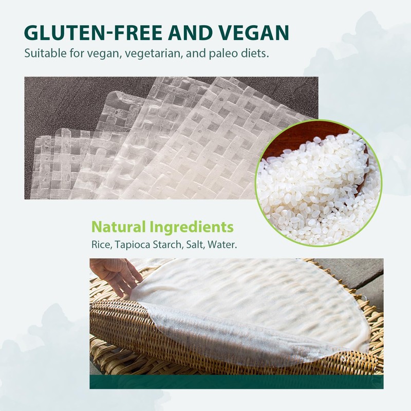 Soeos Rice Paper, White Rice Paper Wrappers, 1 Pack, 34