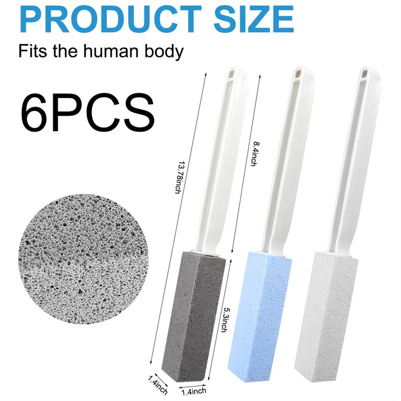 Pumice Stone 6 Packs Long Handle Toilet Bowl Cleaner Eco