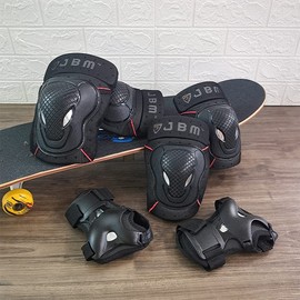 JBM Teenager Adult Bike Knee Pads and Elbow Pads with Wrist Guards Protective Gear Set for Biking, Riding, Cycling and Multi Sports Safety Scooter, Skateboard, Bicycle