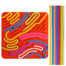 Sensory Toy Autism 5.7 x 5.7 Inch, Activity Game Children, Fidget Toys, Push Peel Sensory Board, Ddluck Sensory Activity Board, Sensory Toys for Kids 3+ & Adults with Travel Bag & 11 Strings