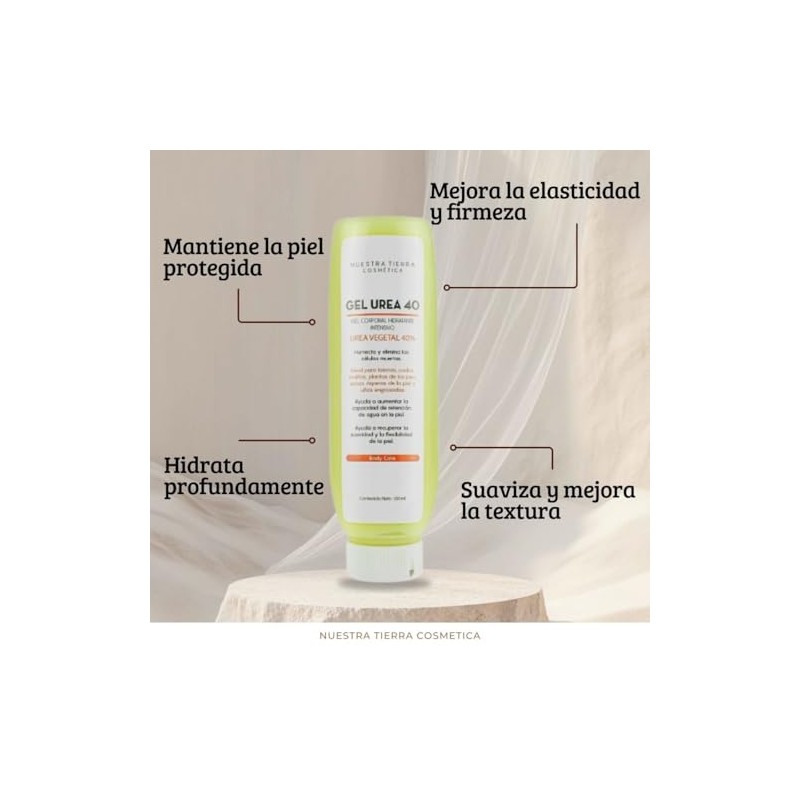 Nuestra Tierra Cosmética Gel Urea 40%, Hidratante Intensivo, para Talones,