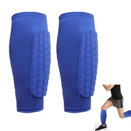 Roczential Shin Guards for Soccer, Lightweight Shin Pads for Kids Youth & Adult - Football Shin Defender Protective Gear, Comfortable Breathable Leg Guards. (2, Blue, Medium)