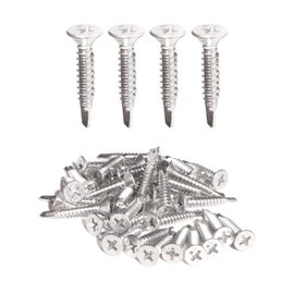 IMScrews 100pcs #12 x 1" Stainless Flat Head Phillips Self Drilling Screws, 410 Stainless Steel Full Thread Sheet Metal Tek Wood to Metal Screws