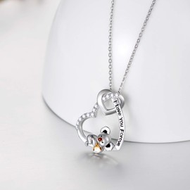 AOBOCO 925 Sterling Silver Engraved 'I Love You Forever' Cute Koala Animal in Heart Pendant Necklace with Austrian Crystal, Valentines Birthday Gifts for Women¡­
