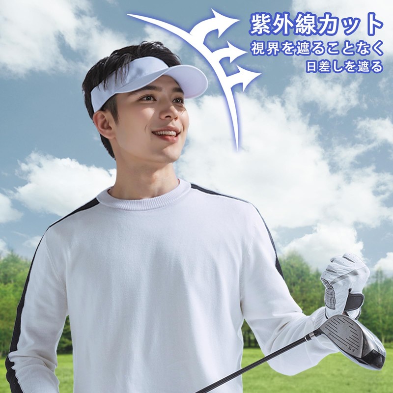 [LANGYU] サンバイザー レディース メンズ ゴルフサンバイザー 無地 帽子 つば大き目 日除け UVカット