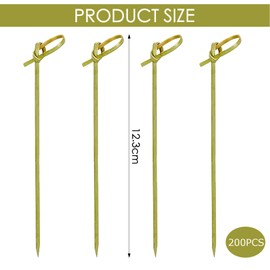 200pcs Bamboo Cocktail Picks Toothpicks,Cocktail Sticks,Natural Bamboo Knot Skewers,Mini Food Sticks,Bamboo Skewers,Fancy Tooth Picks for Food Decoration Skewers Cocktail Drinks Fruit Parties (12cm)