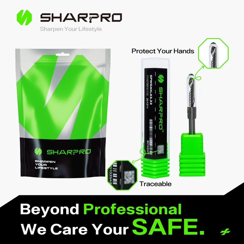 SHARPRO 1/8 O Flute Up Cut CNC Bit, Single Flute