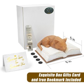 Cat Lover Gifts for Women Girl - Cat Book Figurines Book Lovers Gifts with Bookmark Cat Decor Gifts for Cat Lovers Book Lovers Women Cat Mom Gifts Cat Memorial Gift Sculpted Hand-Painted Resin Statues