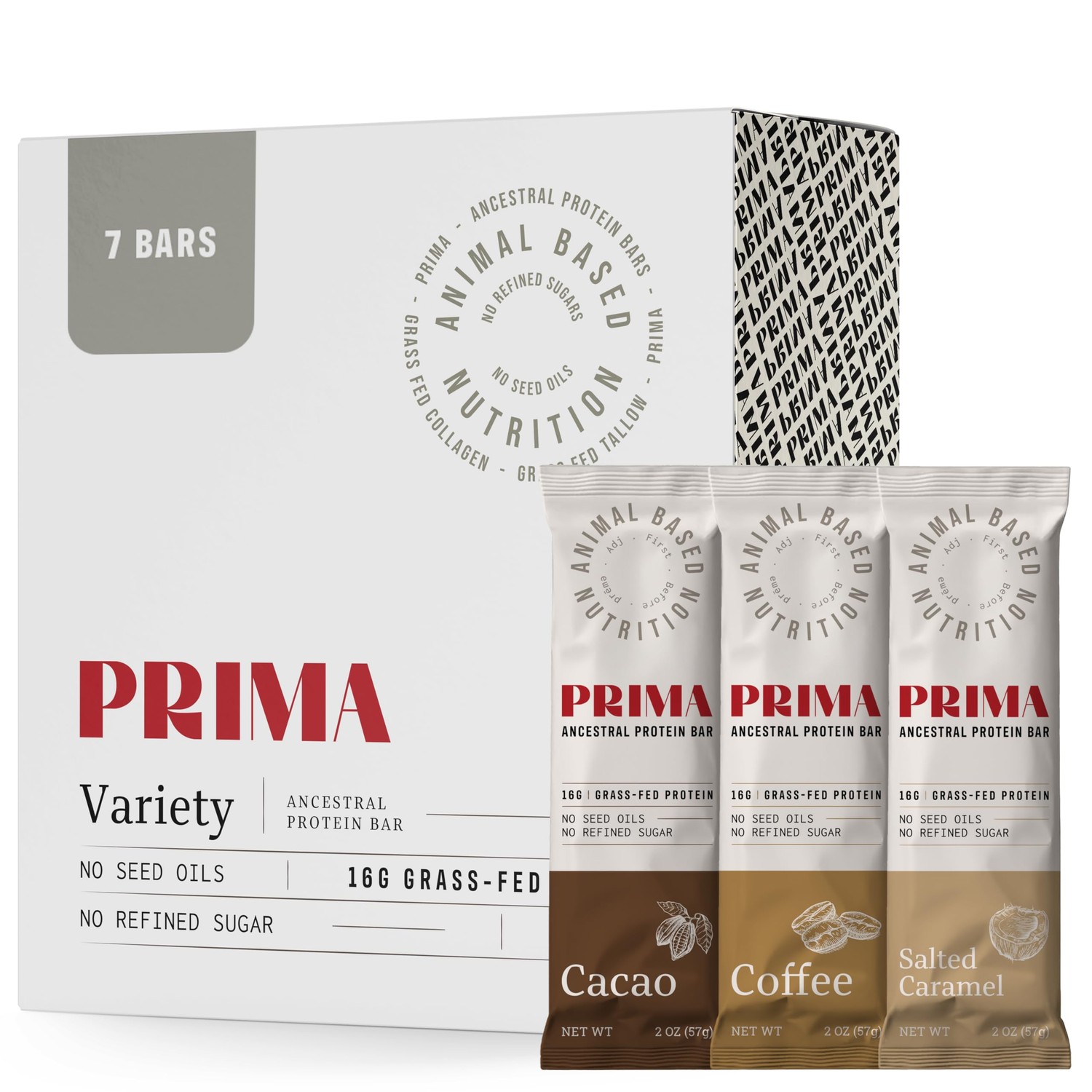 PRIMA ANCESTRAL PROTEIN BAR PRIMA Grass Fed Protein Bars, 7 Pack C ...