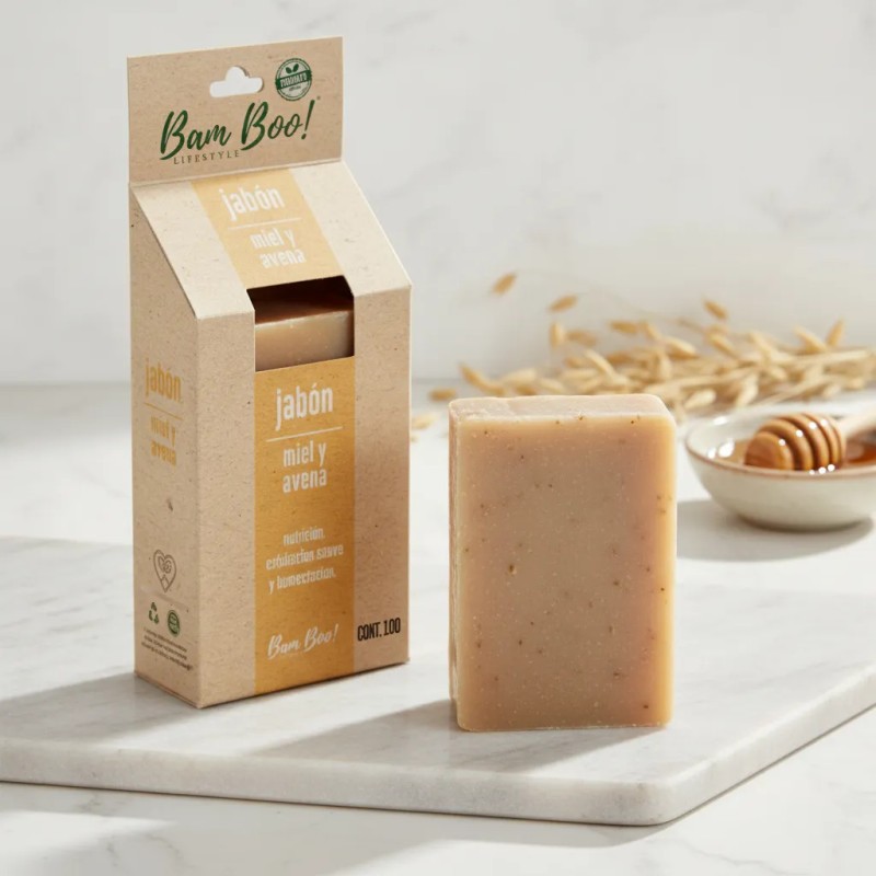 Jabón Artesanal Natural Miel Avena 100 Bam Boo Lifestyle