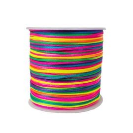1.0mm x 50 Yards Segment Dyed Nylon Cord Satin Beading String for Macrame Friendship Bracelets Chinese Knotting,Necklaces,Jewelry Making（Rainbow）