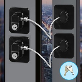 2Pcs Refrigerator Door Lock with 2 Keys, File Drawer Lock, Freezer Door Lock and Child Safety Cabinet Locks with Strong Adhesive