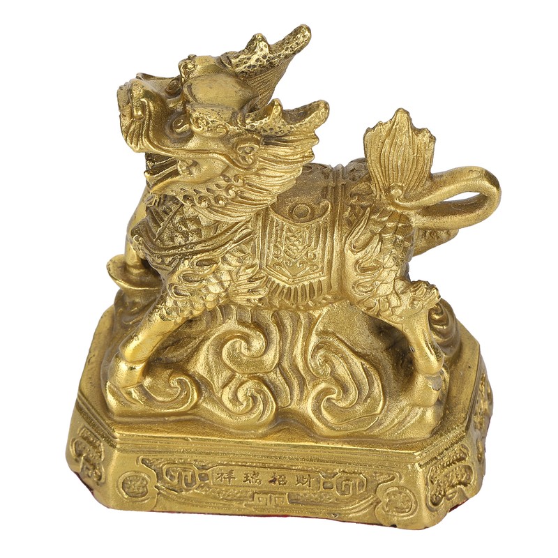 Qilin Ornament Brass Home Desktop Statue Collection Lucky Animals Crafts