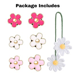 Daisy Flower Car Accessories for women Cute Car Air Vent Clips Car Air Freshener + Crochet Daisy Rear View Mirror Hanging