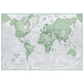 Maps International Small The World is Art Wall Map - Green - Paper - 24 x 18