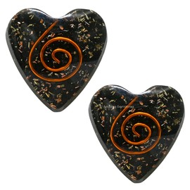 Premium Orgonite Shungite Sticker, 2 Piece Set for Protection, Specifically Designed Protection for Cell Phone, Reliable Blocker for Cell Phone, Safeguard Against Harmful Radiation (Heart)