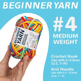 120g Pink Yarn for Crocheting and Knitting; Rainbow Yarn for Beginners with Easy-to-See Stitches;Worsted-Weight Medium #4;Yarn for Beginners Crochet Kit Making