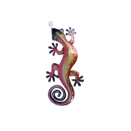SK Style Contemporary Metal Wall Art - Small Red Yellow Gecko