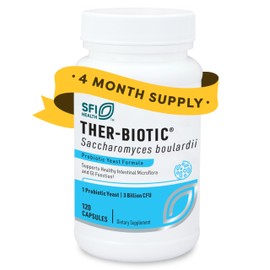 SFI Health Klaire Labs Saccharomyces Boulardii Probiotic - Acid Resistant & Shelf-Stable Supplement to Support Healthy Yeast Balance, Immune & Digestive Health - Hypoallergenic, Dairy-Free (120ct)