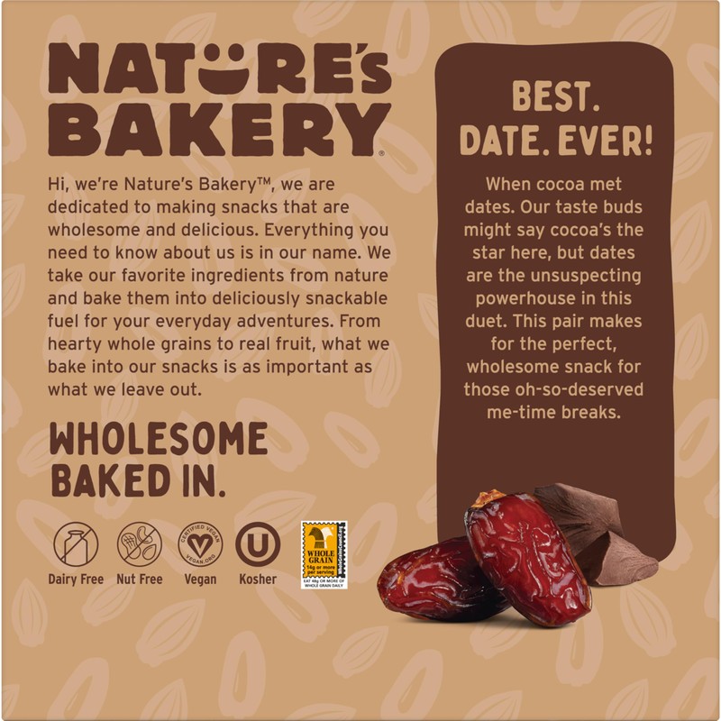 Nature’s Bakery Double Chocolate Brownie Bars, Whole Grains, Dates, and