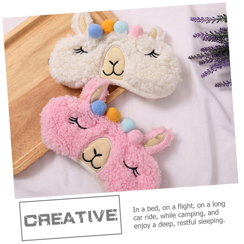 Outanaya 2Pcs Cartoon Animal Eye Masks Plush Eye Covers for