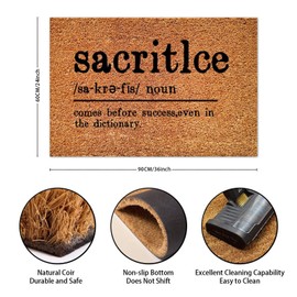 Sacritlee Noun Definition Doormat Sacritlee Definition Front Doormats Dictionary Artwork Typography Print Door Mat with Non Slip Rubber Backing for Front Porch Balcony Yard Entryway 24x36in