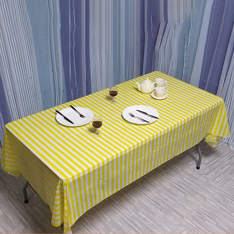 Vpang 2 Pcs Striped Plastic Tablecloth Disposable Table Cover Thickened