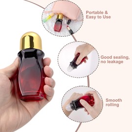 WIKNOW 3PCS 50ml /30ml Roller Glass Bottles for Essential Oils Empty Roller Ball Applicator Refillable Perfume Roller Bottles Deodorant Container For Fragrance with Opener(Golden Cap Red Gradient)
