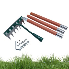 Iron Rake 2.0 Comes with an Extended Handle. It is a 7-Tooth Carbon Steel Garden Weeding Iron rake, a Detachable Manual Gardening Weeding Tool, Suitable for Gardening and Weeding (Green) (Green)