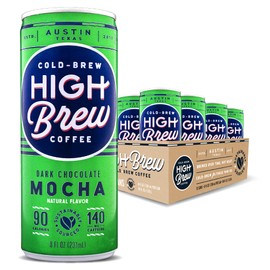 High Brew Coffee, Cold Brew Coffee, Dark Chocolate Mocha, 8 Fl Oz, Ready-To-Drink (Pack of 12)
