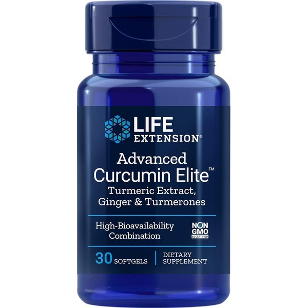 Life Extension Advanced Curcumin Elite Turmeric Extract, Ginger & Turmerones – 270x Better Absorption Than Standard Curcumin – Complementary Plant Extracts – Gluten-Free, Non-GMO – 30 Softgels