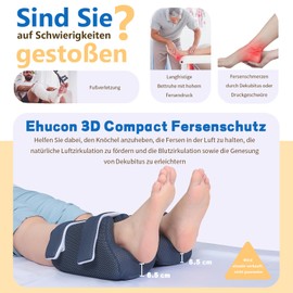 Ehucon Protezione per tallone 3D per piaghe da decubito, cuscino rialzo alla caviglia, cuscino per piaghe da decubito, cuscino per il tallone per alleviare il dolore al tallone, 1 pezzo (confezione