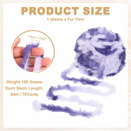 PATIKIL 70 Yards Fur Yarn, 100 Grams Soft Plush Fluffy Chunky Polyester Faux Fur Eyelash Yarn for Crocheting Hand Knitting Blanket Hats Crochet Crafting, Dark Light Purple