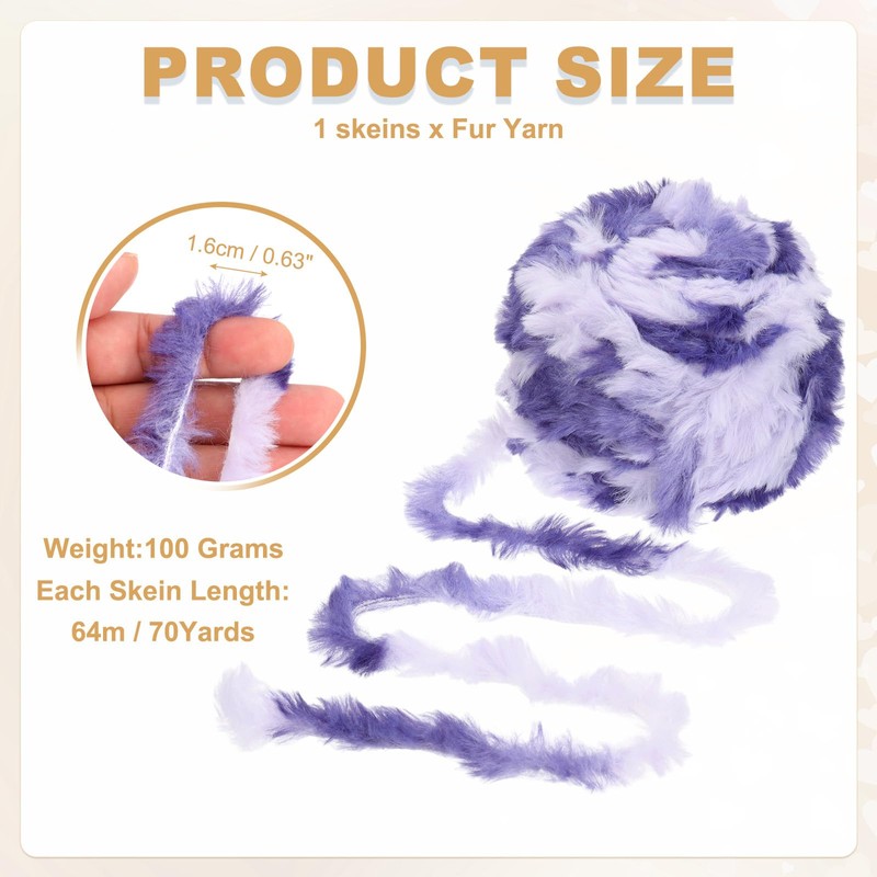 PATIKIL 70 Yards Fur Yarn, 100 Grams Soft Plush Fluffy