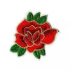 Patchwork Paradise Red Rose with Gold Trim Iron-On Patch -
