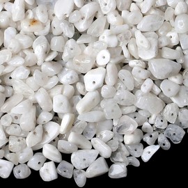 XIANNVXI 400 Pcs Moonstone Beads, 5-8mm Irregular Chip Gemstones for Jewelry Making, Grey Crystal Stone, Drilled for Crafting