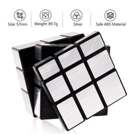 D-FantiX Shengshou Mirror Cube 3x3x3 Speed Cube 3x3 Mirror Blocks Cube Different Shapes Silver Cube 57mm