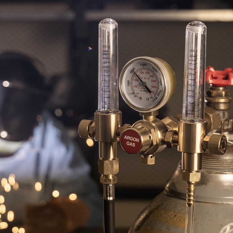 YESWELDER Dual Output Argon Regulator Flow Meter Mig Tig, 0-4500PSI,