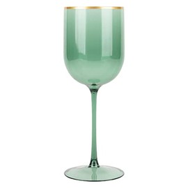 EcoQuality Translucent Plastic Green Wine Glasses with Gold Rim - 12 oz Wine Glass with Stem, Disposable Shatterproof Wine Goblets, Reusable, Elegant Drink Cup Tumblers Weddings, Party (30 PACK)